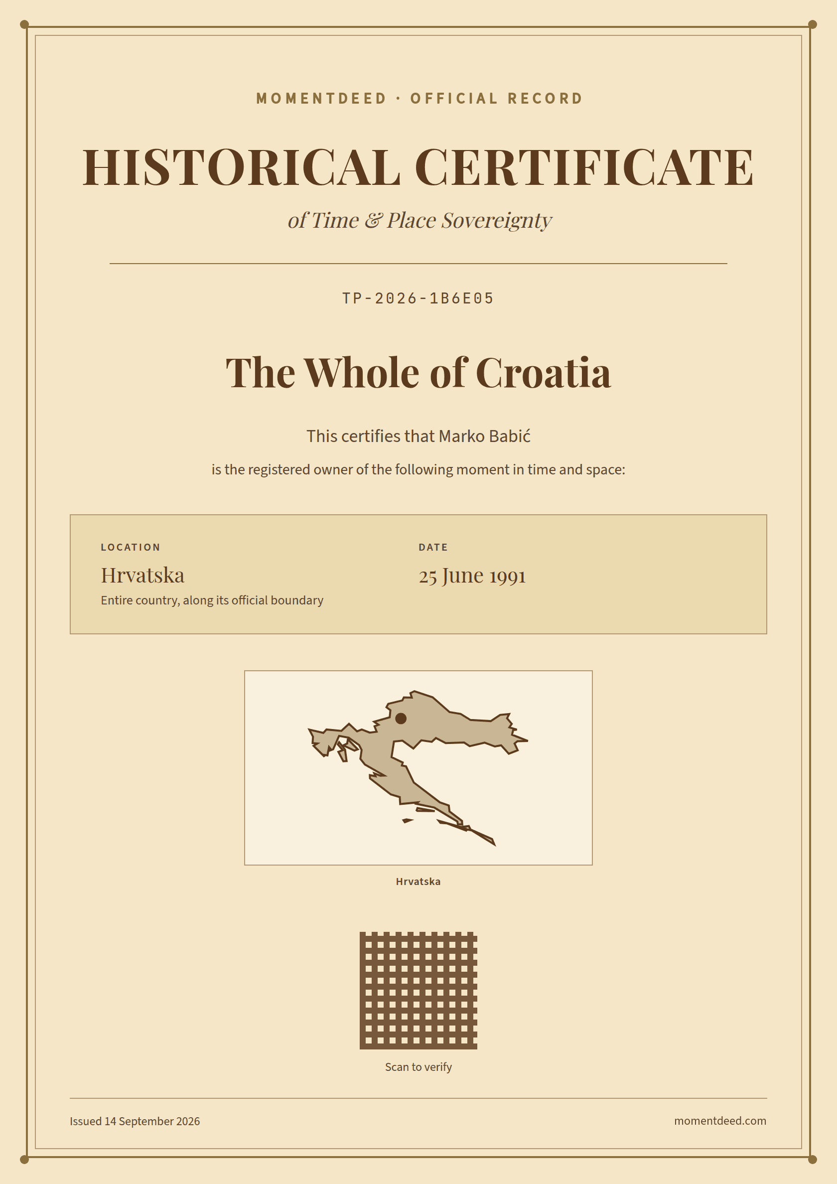 Primjer certifikata — Povijesno